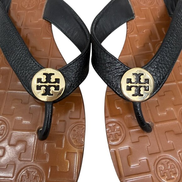 Tory Burch Thora Leather Embossed Thong Flats  Sandals Women's size 9 M - Picture 4 of 6